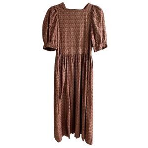 VTG Laura Ashley Floral Puff Sleeve  Maxi Dress Pockets Prairie Cottagecore, 8